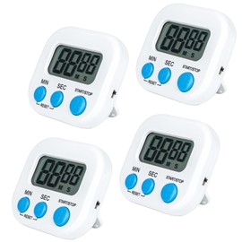 Pack of 4 - Kitchen Timer with Big Digital Numbers and Loud Alarm - Kitchen Timers for Cooking, Classroom for Kids, Gym, Yoga, Office.