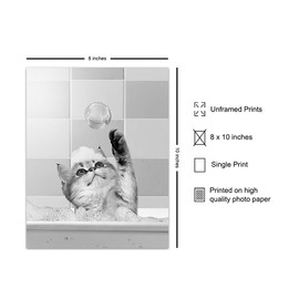 Cute Cat Bathroom Decor - Unique Bath Wall Decor - Modern Bathroom Wall Art - Powder Room Decor - Kitty Cat Bathroom Decorations - Restroom Sign - 8x10 Picture Print - Black and White Photo