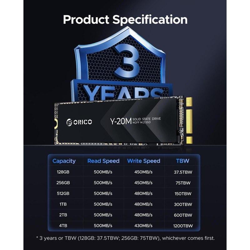 ORICO M.2 2280 SATA SSD, 512GB Internal M.2 SSD with