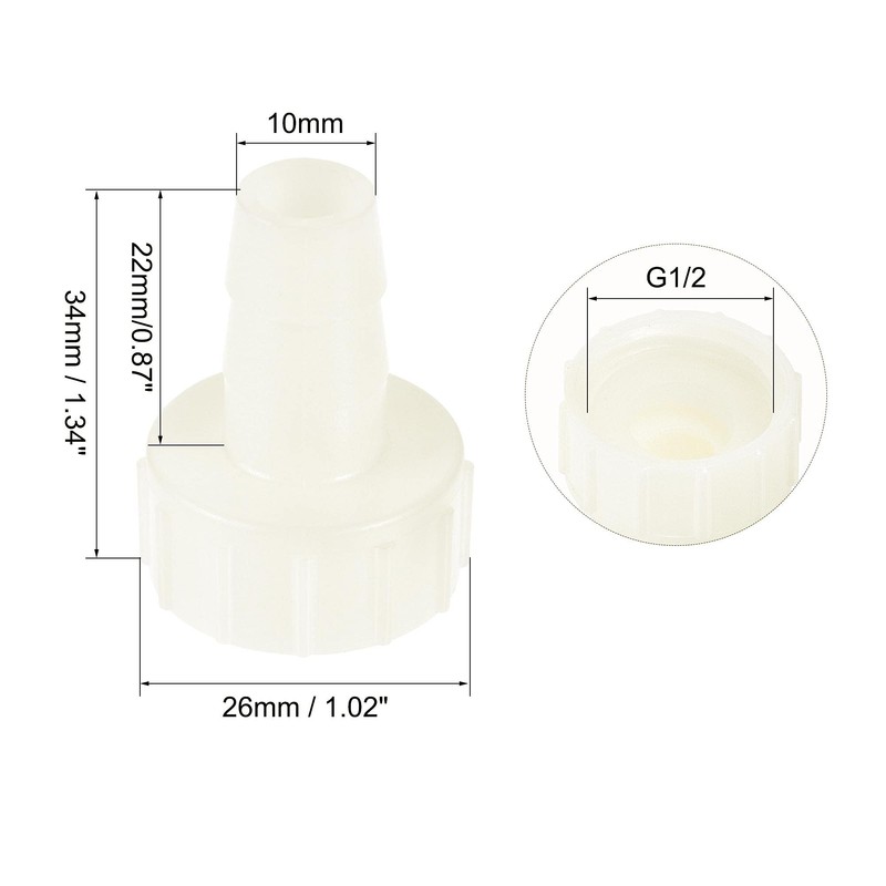 sourcing map ABS Hose Connector Fitting Coupling 10 mm Barb