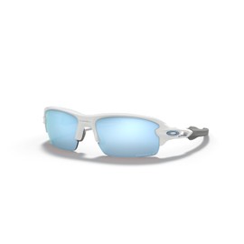 Oakley Youth OJ9005 Flak XS Rectangular Sunglasses, Polished White/Prizm Deep Water Polarized, 59 mm