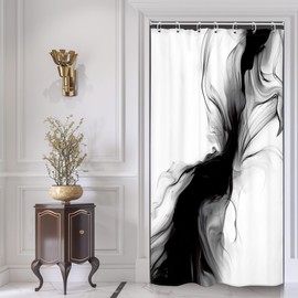 Cinbloo Black and White 54Wx78H Shower Curtain Marble Abstract Modern Minimalist Ombre Grey Elegant Ink Texture Neutral Simple Aesthetic Bathroom Curtain Set Man Bath Bathroom Accessories Decor