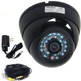 VideoSecu Dome Security Camera CCD 480TVL 3.6mm Lens Outdoor CCTV Infrared Night Wide Angle Vandal-Proof 20 IR LEDs for Home Video DVR Surveillance with Free Power Supply and Video Power Cable MD6