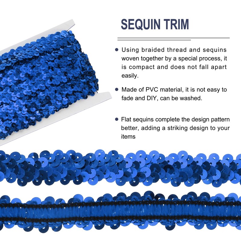 sourcing map 5 Yards 0.8 Inch Elastic Sequins Trim 2