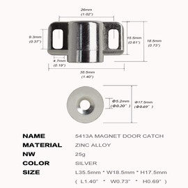 Keenkee 2 Pack Magnetic Cabinet Door Catch with Neodymium Magnet Cabinet Latch Magnetic Closure Hardware for Kitchen Cupboard and Closet Door Closing, Silver Color