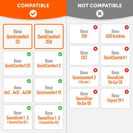 WC Wicked Cushions Upgraded Replacement Ear Pads for Bose QC35 & QC35ii (QuietComfort 35) Headphones & More - Softer Leather, Luxurious Memory Foam, Added Thickness, Extra Durability | Navy Tiger