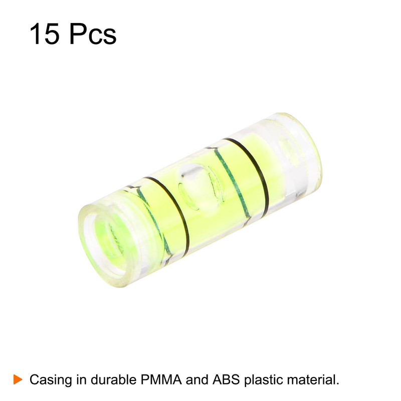 HARFINGTON 15pcs Small Cylindrical Bubble Level Vials 4.5x12mm PMMA Mini