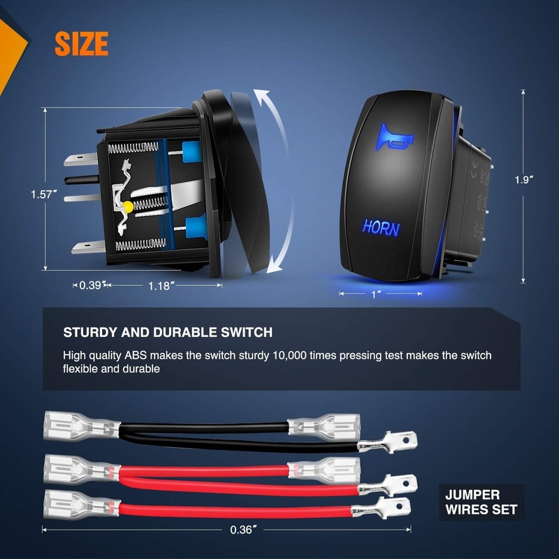 Gebildet Blue Horn Rocker Switch 5-Pin Laser On/Off LED Light,