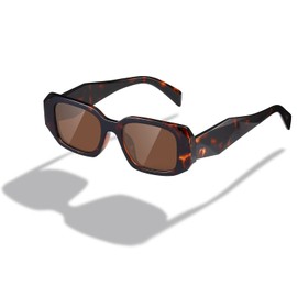 kimorn Rectangular Sunglasses for Women Men Trendy Retro Trendy Sunglasses 90's Vintage Square Frame, tortoiseshell frame brown lens