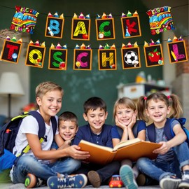 AxiyanX Welcome Back to School Banner Decor - First Day Classroom Party Supplies, 3.5FT Colorful Classroom Banner for School Activities,Reusable Teacher Banners for Bulletin Board Sign (Colorful)