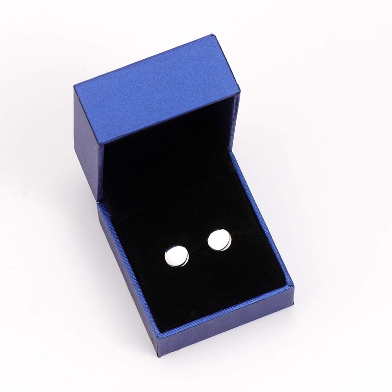White Gold Plated Sterling Silver Dot Stud Earrings 3mm-8mm Options,