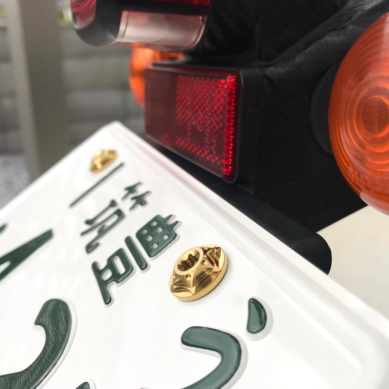 RENPA Motorcycle Titanium Alloy License Plate Bolt Snowflake Design (Gold)