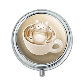 Foamy Cat Latte Art Pill Case Trinket Gift Box