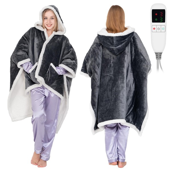 Wearable Heated Throw Blanket Cordless for Women Heated Poncho blankets