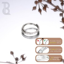 BodyBonita Nose Ring Hoops - 316L Stainless Steel Nose Piercings 20G/18G/16G CZ Conch Helix Piercings Jewellery Septum Piercing Cartilage Earring Rook Tragus Daith 6/7/8/9/10/11/12 mm -