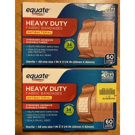 Equate Antibacterial Heavy-Duty Fabric Bandages, Large, 2 Boxes 60 count