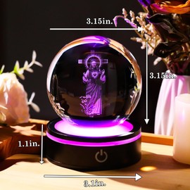 Arikyrist 3D Crystal Missionary Jesus Cross Ball Figurine, 3D Crystal Jesus Praying Hands Statue, Laser Engraved Sacred Heart of Jesus Statues Easter Decoration Christian Catholic Religious Gifts