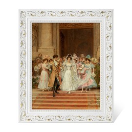 FOLKOR Vintage Canvas Frame for 18x24 Handmade Oil Paintings, No Backboard & Cover, 3” Wide DIY Ornate Picture Frames for Fine Art Show Gallery Wall Decor, White Open Back Wood Frame