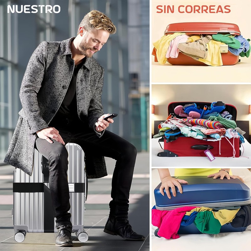 Correas de Equipaje TSA Aprobados Maleta Cinturón 4m Ajustables