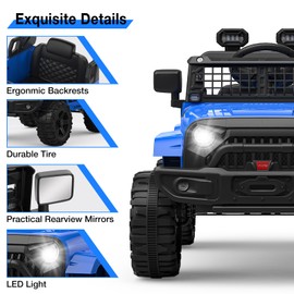 12V Kids Electric Ride On Truck Car w/Parent Remote Control, Spring Suspension, LED Lights & AUX Port | Outdoor Ride Toy for Boys Girls 3+ Years