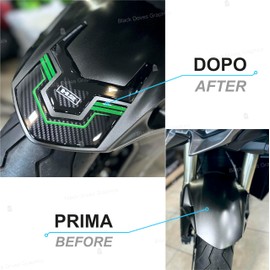 BLACK DOVES GRAPHICS 3D Resin Protection Stickers Compatible with Kawasaki Z H2 SE 2021-2024 (Front Mudguard), KAWZH2