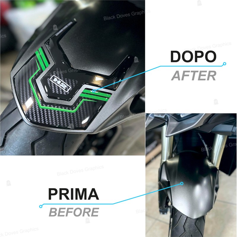 BLACK DOVES GRAPHICS 3D Resin Protection Stickers Compatible with Kawasaki