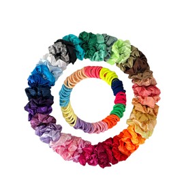 40 pcs Satin Scrunchies and 100 Elastics Hair Ties