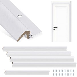 Yuntau Screw on Door Weather Stripping 42" 36" Weather Stripping Door Seal with Aluminum Carrier and Foam Gasket Exterior Weatherstripping V Shaped Soundproof Seal for Sides and Top(5 Pcs)
