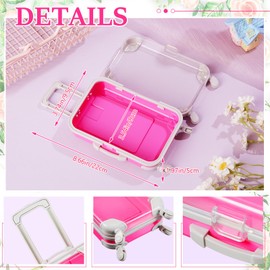 Juexica 12 Pack Mini Suitcase Party Favor, Hot Pink Cute Miniature Plastic Box Luggage Empty Candy False Eyelashes Travel Suitcase Gifts, Pink Theme Party Favors for Women Princess Birthday Supplies