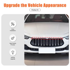 Car Front Grille Decor Cover Trim for Maserati Ghibli 2018-2024, Carbon Fiber Decoration Accessories