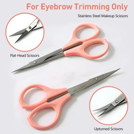 Kootinn 2-Pack Precision, Compact Curved Craft Scissors, Small Beauty Eyebrow Scissors, Stainless Steel, Pink