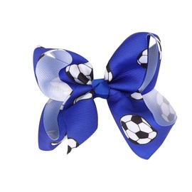 Football Hair Bow Clips Girl Sport Soccer Bow Clip Barrettes Pin Hair Bow Clip Accessories TSFJ45 (Royal Blue)