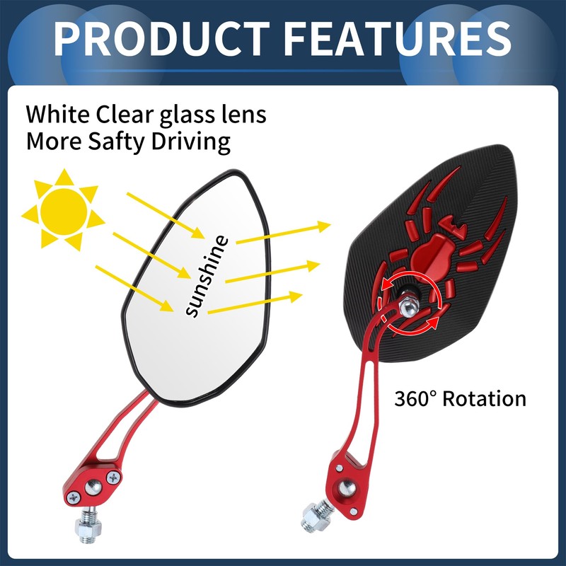 INFINAUTO Motorcycle Rear View Mirrors Bar End Side Mirrors Mount