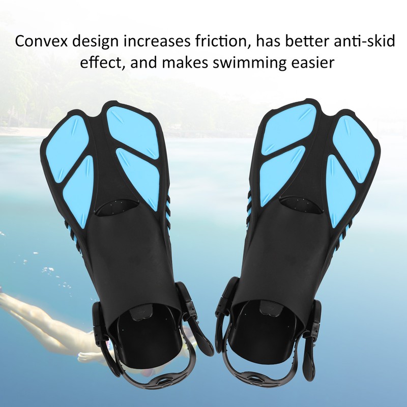 1 Pair Adjustable Diving Fins Soft TPR Open Heel Long