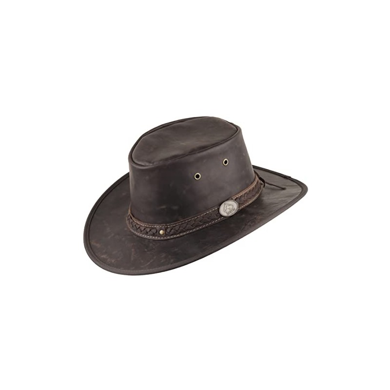 Scippis Kangaroo Sundowner Outback Leather Hat - Brown - Brown