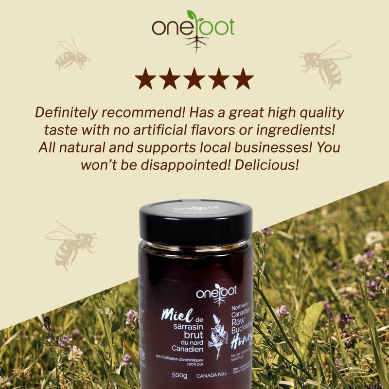 OneRoot Raw Buckwheat Honey – 500g / 17.6oz, Unheated &