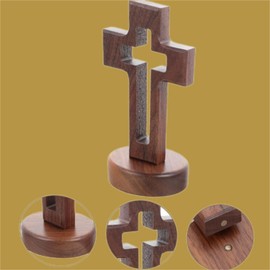 Floatdream 1 Sets Holzkreuz, Kreuz Figur Holz Standkreuz, Tischkreuz Holzkreuz, Ornament Holzkreuz, Schlafzimmer Wohnzimmer Heilige Dekoration Taufe Hochzeit Festival(Dunkle Farbe)