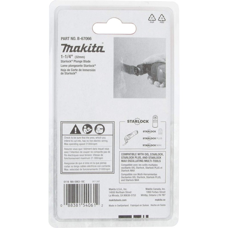 Makita B-67066 1-1/4" Starlock® Plunge Blade, 18TPI