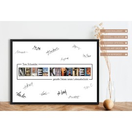 Abschiedsgeschenk Poster Bild Kollegin Kollegen für Unterschriften | Lieblingskollegin Abschied | Arbeitskollegin Rente Ruhestand Pension Pensionär | Personalisierbar (Neues Kapitel)