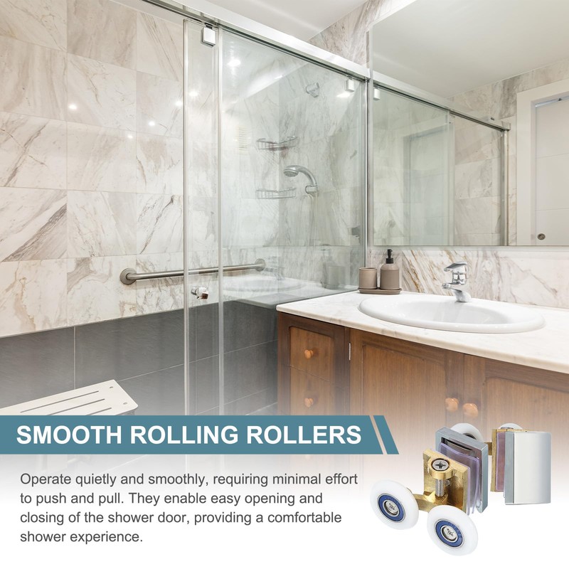 sourcing map 25mm Double Shower Door Rollers Copper Top Wheels