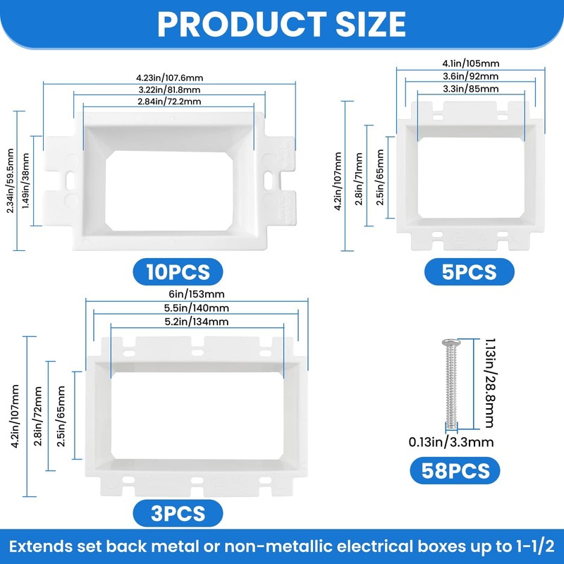 Aifeier ET 18 Pack Electrical Box Extender Kit with 58