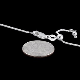 Sterling Silver Adjustable Box Chain 1.1mm Genuine Solid 925 Italy Necklace 22"