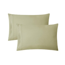 Clara Clark Pillow Cases King - Ultra Soft Pillow Cover, Lightweight Microfiber Pillow Cases Set of 2 - Envelope Closure Pillowcases, Sage Olive Green.