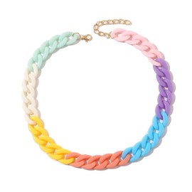 Colorful Statement Chunky Necklace for Women Chunky Choker Necklace Chunky Chain Link Statement Necklace Punk Hip-hop Jewelry Gifts for Women and Girls (colourful)