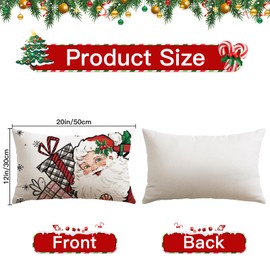 Merry Christmas Throw Pillow Covers 12x20 Inch Set of 4, Santa Claus Snowman Let it Snow Pink Decorative Pillow Cases Winter Holiday Cushion Covers for Sofa Couch