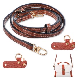 Grevosea Bag Straps for Crossbody Handbags, Adjustable Mini Bag Strap Leather Strap No Punch Replacement Shoulder Strap for Women Mini Bag Handbag Accessories (Brown)