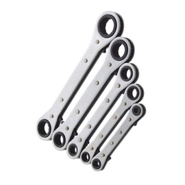 Dapetz ® Ring Spanner Wrench AF/Imperial/SAE Imperial Reversible Ratchet 5 Pieces Chrome Plated Open Ended/Combination Complete Set 1/4" - 7/8"