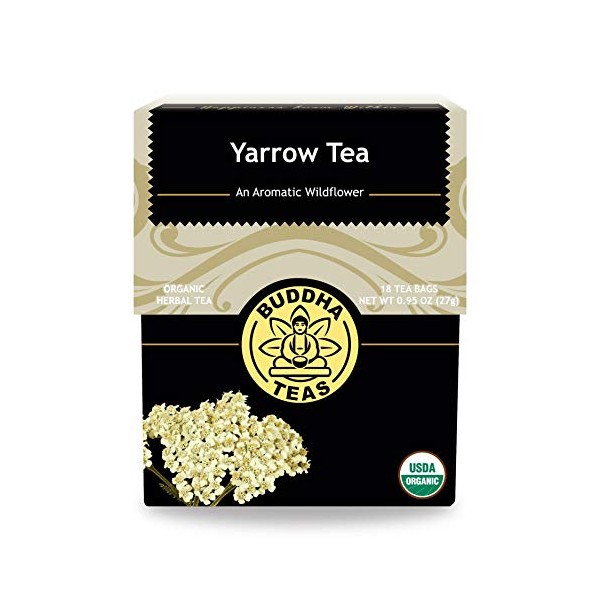 Buddha Teas Organic Yarrow Tea - Leaf and Flower | 18 Bleach-Free Tea Bags | Anti-Inflammatory | Promotes Relaxation and Digestion | Antioxidants | Made in the USA | No GMOs
