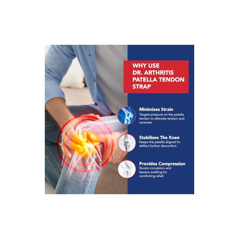 Dr.Arthritis Doctor Developed Patella Tendon Strap & Doctor Handbook- Knee