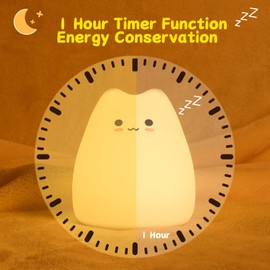 LOVERUIS Katzen Nachtlicht Kinder, 7 Farbwechsel LED Tragbare Touch Baby Lampe, Silikon Tier Nachtlicht für Kinder Kindergarten Kleinkind (Kleine süße Katze)